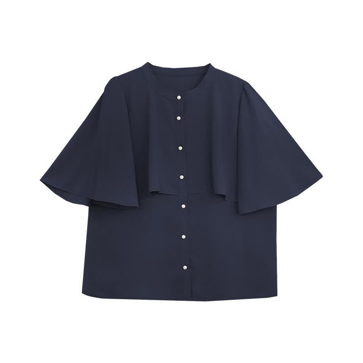 ネイビー | 防汚ケープデザインブラウス ブラウス 防汚加工 | Pierrot