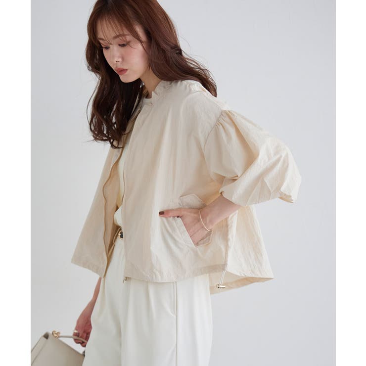 新品！PASSIONE バルーンスリーブクロップドジャケット EarlyAutumn-SALE 撥水加工 バルーンスリーブ ティアードフレア