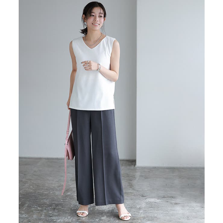 soerte　トリコットピケプリーツタンクトップ　2 TRICOT PIQUE SLEEVELESS PLEATS TANKTOPS / トリコットピケ