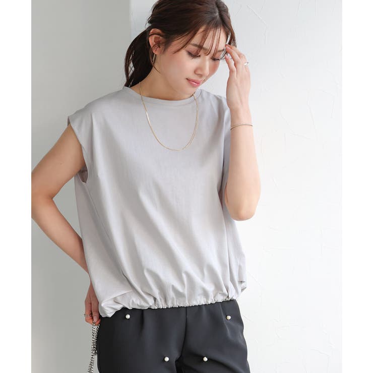 アイスグレー | 軽撥水 防汚ドロストヘムフレンチスリーブTシャツ Tシャツ | Pierrot