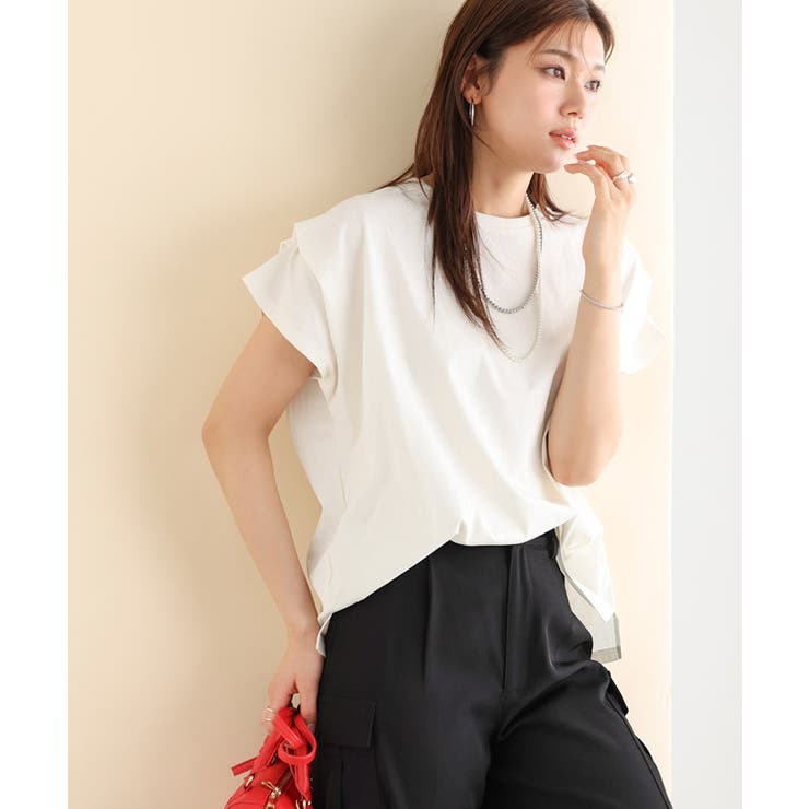 オフホワイト | 軽撥水 防汚タックスリーブドルマンTシャツ Tシャツ | Pierrot