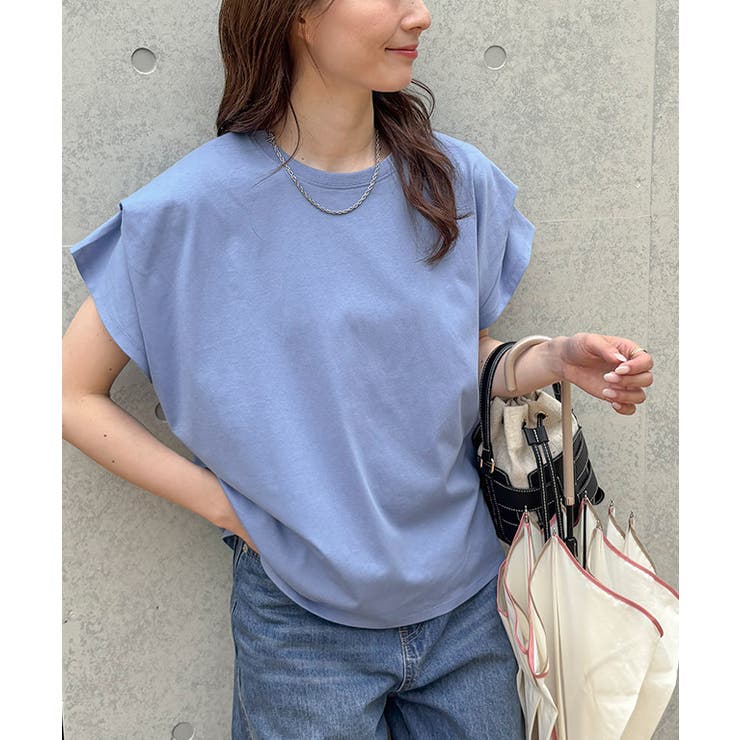 ブルー | 軽撥水 防汚タックスリーブドルマンTシャツ Tシャツ | Pierrot