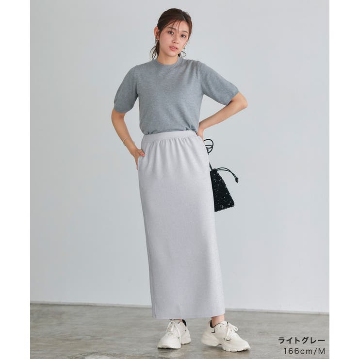 美品✨M-PRUMIE ライトグレーストライプ タイトスカートスーツ ３６ クードシャンス COUP DE CHANCE 【洗える／日本製／通勤／スーツ
