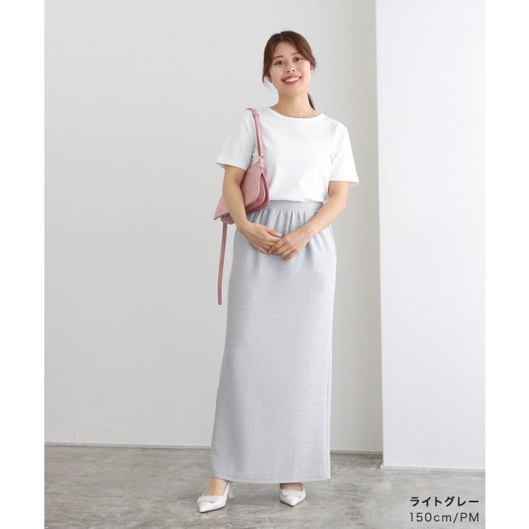 ストレッチラメIラインスカート スカート ラメ[品番