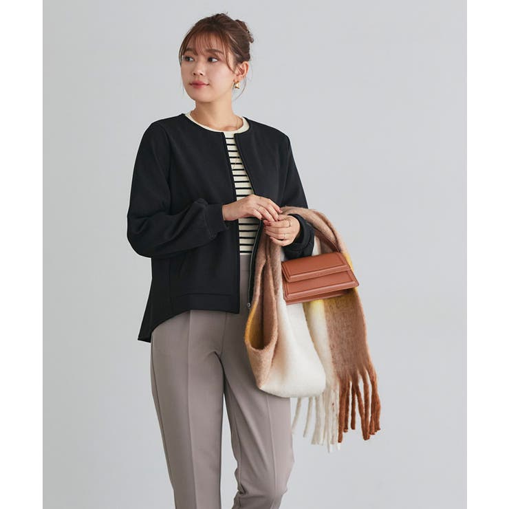 ブラック | ペアスキンベロアバックフリルブルゾン ブルゾン アウター | Pierrot