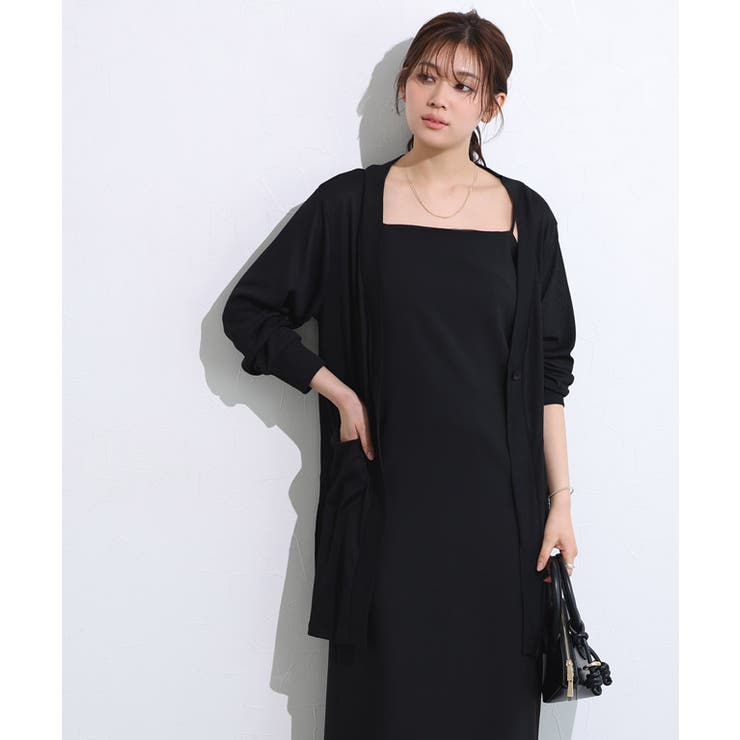 ブラック | 接触冷感ロングカーディガン カーディガン 接触冷感 | Pierrot