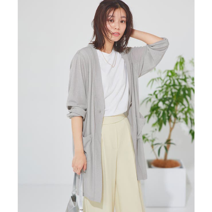 杢グレー | 接触冷感ロングカーディガン カーディガン 接触冷感 | Pierrot