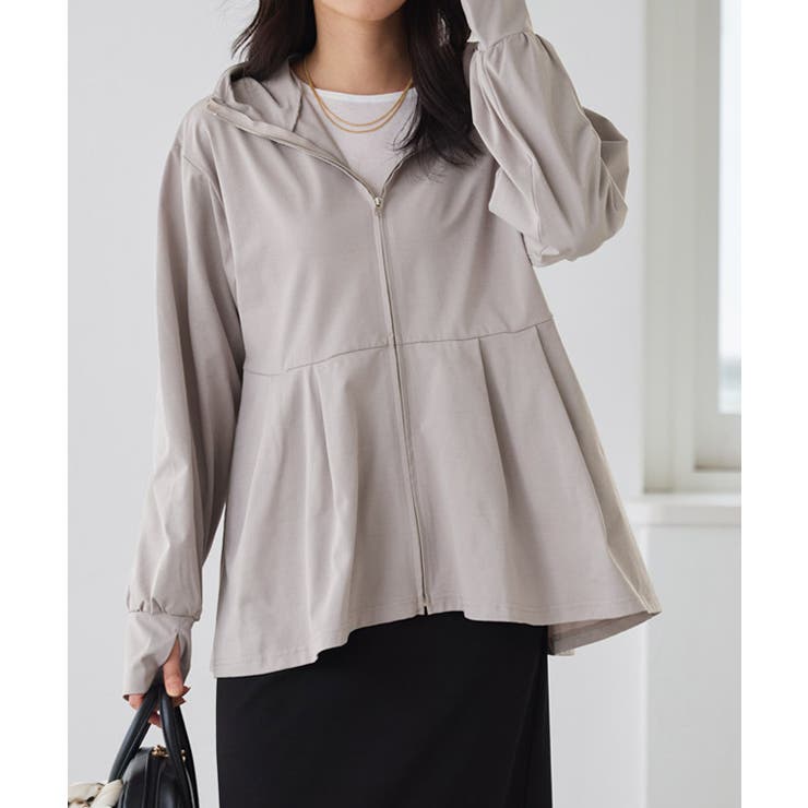 グレージュ | 【UV 接触冷感】多機能フレアパーカー UV対策 | Pierrot