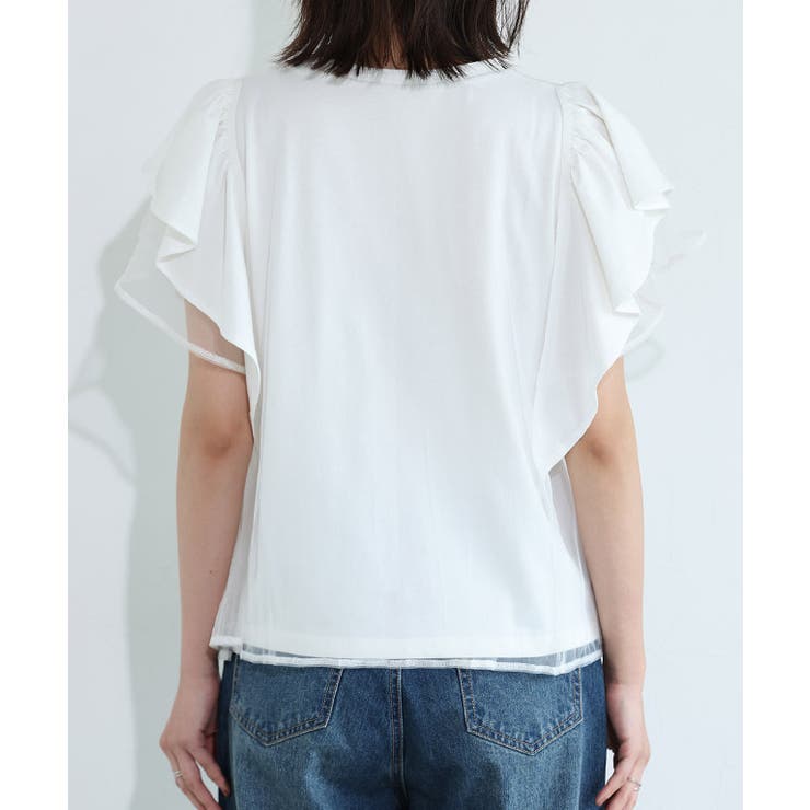 チュールドッキングフレアコットンTシャツ