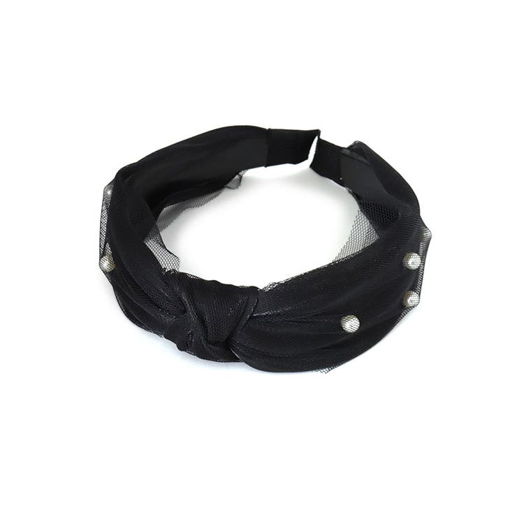 ブラック | チュール×パールカチューシャ チュール パール | Pierrot