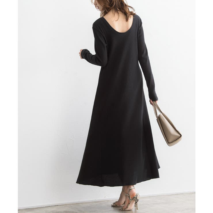 バックオープンワッフルロングワンピース ワンピース ワッフル