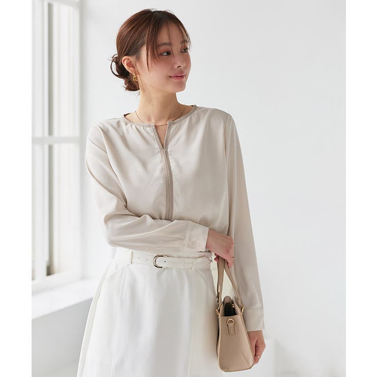 配色キーネックブラウス ブラウス 配色ブラウス | Pierrot | 詳細画像26 