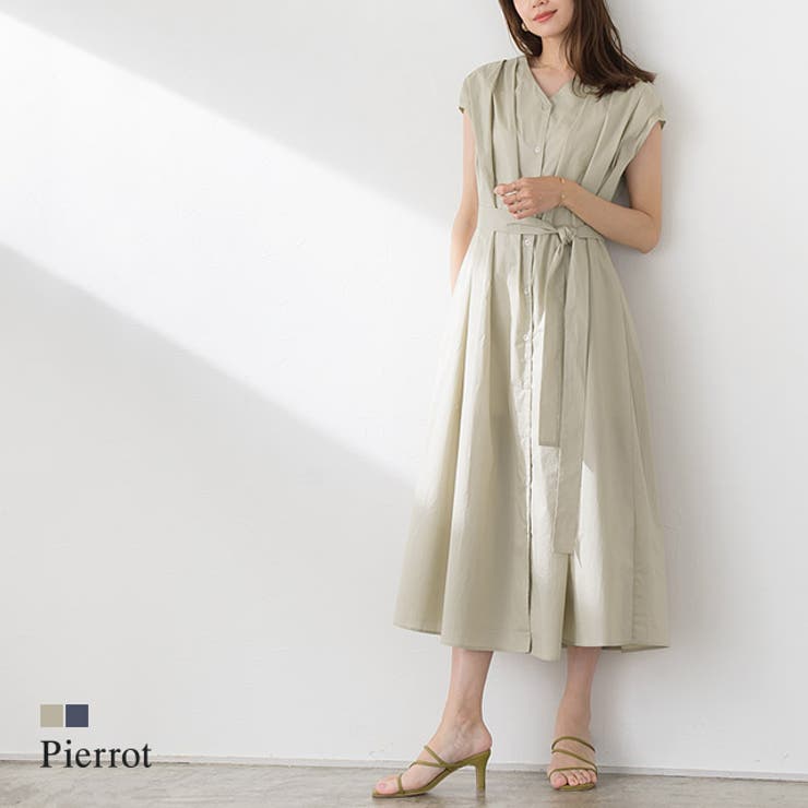 ルネ のフレンチスリープワンピース フレンチスリーブワンピース《グランサッカー