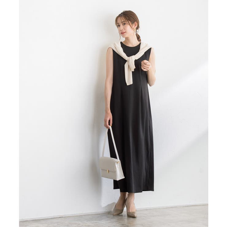 ポンチバックタックワンピース ワンピース ノースリーブ ポンチ