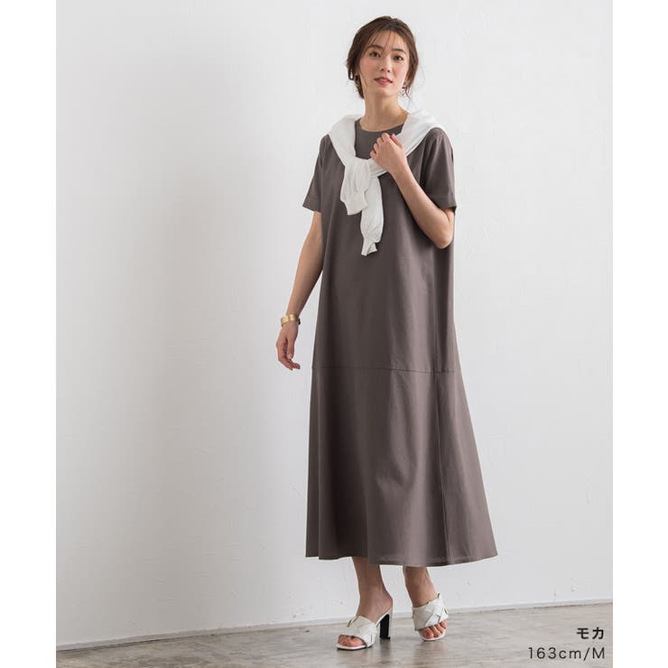 【ハンドメイド品】一点もの　リネン混ジレワンピース【新品】 VIS ワンピース 「美easy」リネンライクジレワンピース「接触冷
