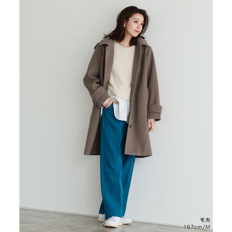 フード付きステンカラーコート コート アウター[品番