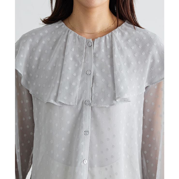 シアードットフリルカラーブラウス ブラウス シアー素材 | Pierrot | 詳細画像4 