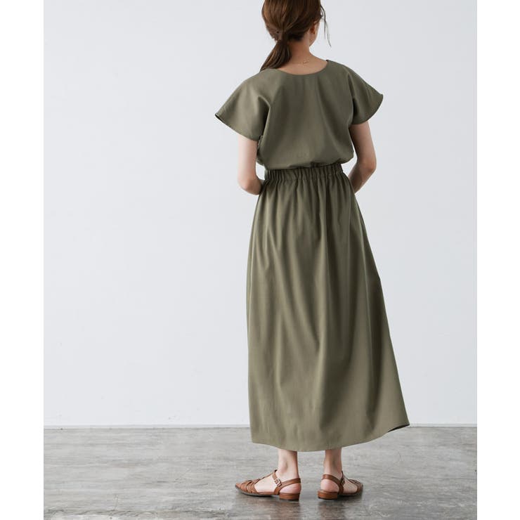 80s vintage Miss Chloe 前開き リネン ワンピ N491 2wayウエストギャザーワンピース ワンピース 前後2way[品番