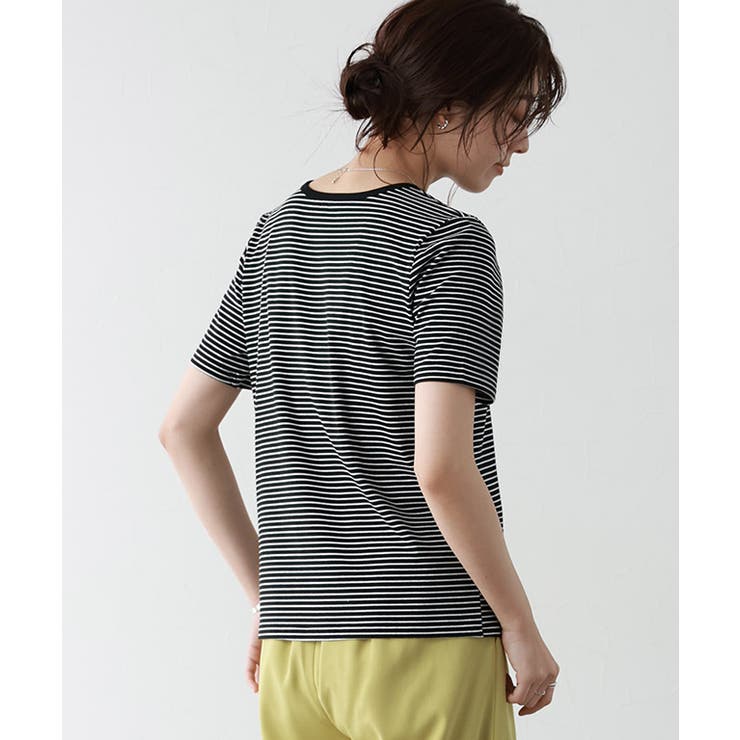 シンプルボーダーTシャツ Tシャツ ボーダー[品番：PRTW0004227
