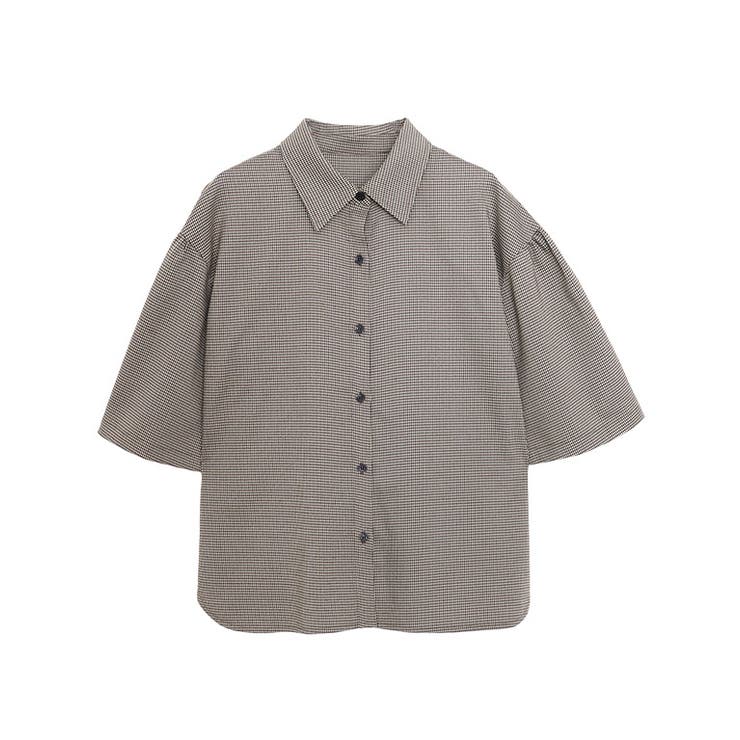 襟付きフレアスリーブシャツ シャツ 半袖[品番：PRTW0004354