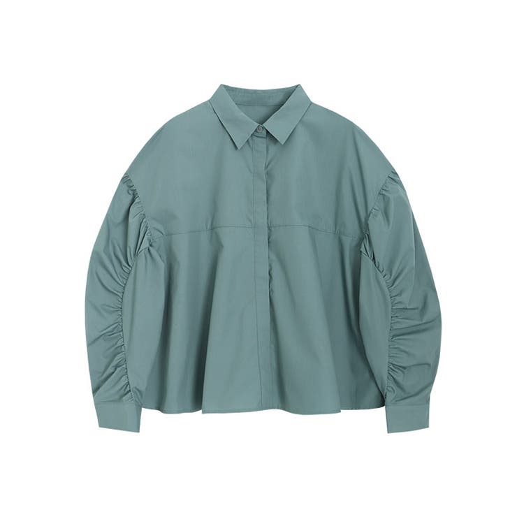 ミントグリーン | 袖シャーリングシャツ シャツ ブラウス | Pierrot