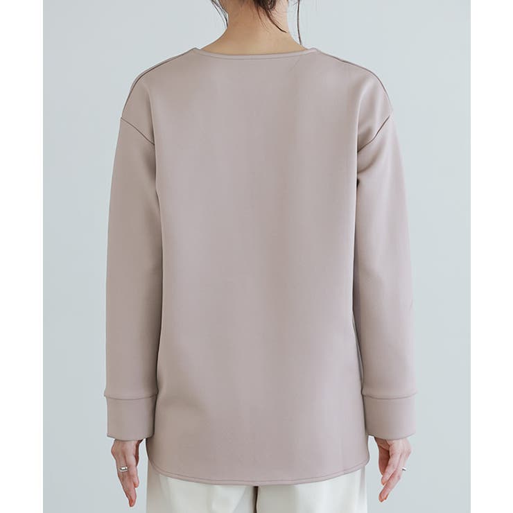 ダンボールキーネックパールトップス カットソー プルオーバー[品番