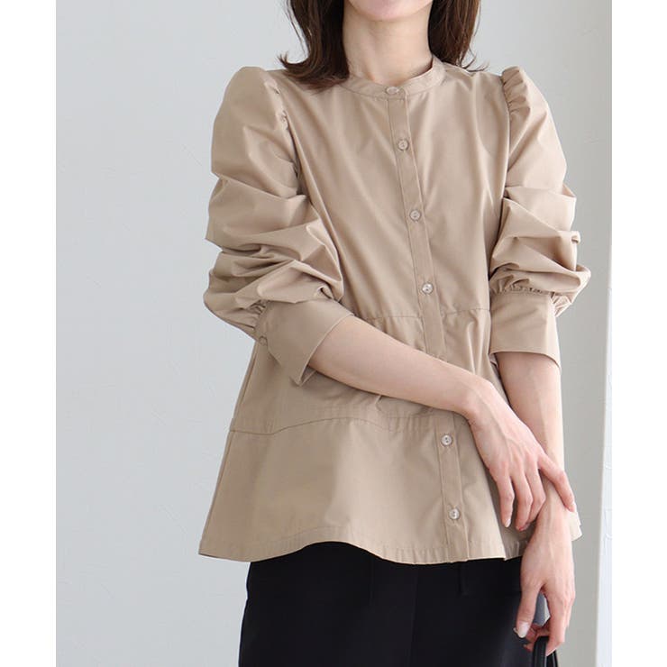 ベージュ | パフスリーブペプラムブラウス ブラウス ペプラム | Pierrot