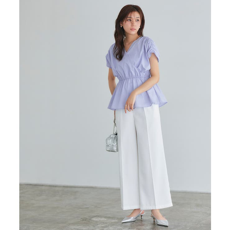 カシュクールペプラムブラウス ブラウス ペプラムデザイン[品番