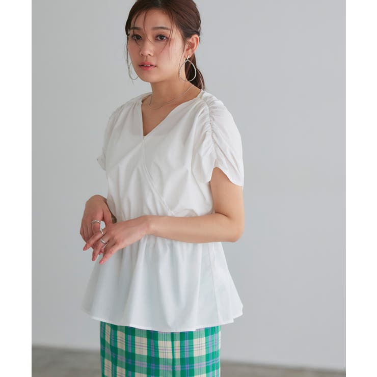 気になる対象商品 カシュクールペプラムブラウス ブラウス ペプラムデザイン[品番 トップス