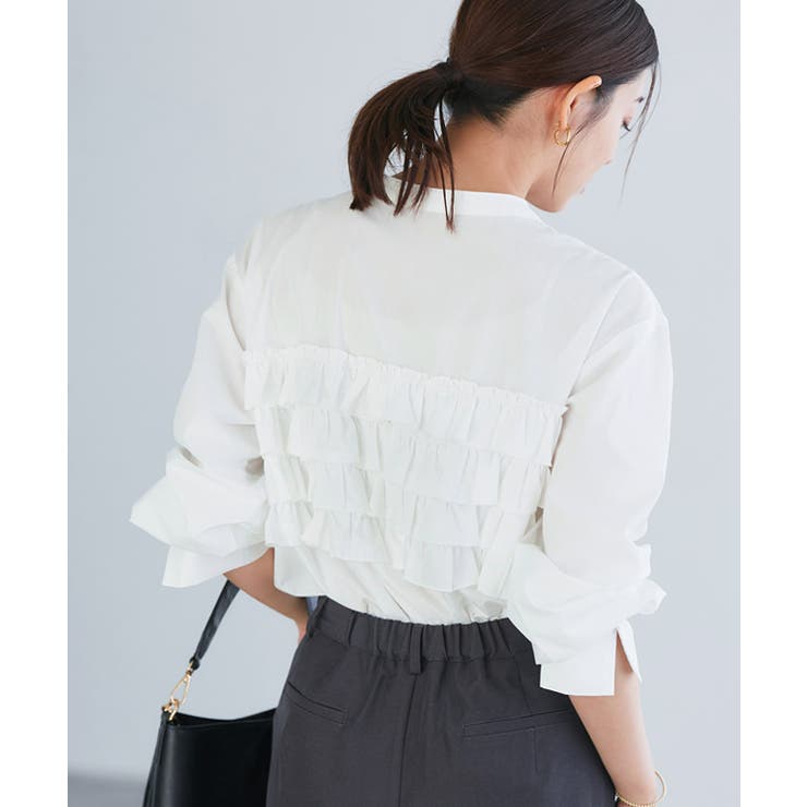 Col Pierrot×éclat フリル使いブラウス 限定復刻 オフホワイト