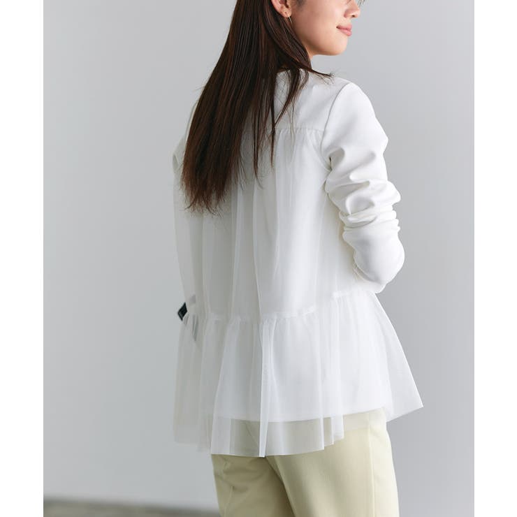 オフホワイト | ティアードチュールドッキングプルオーバー プルオーバー チュール素材 | Pierrot