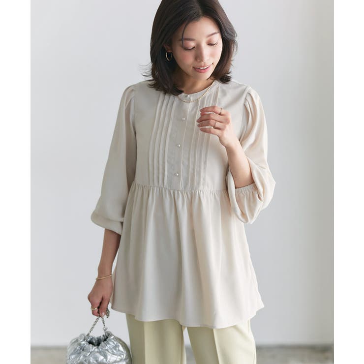 パールボタンピンタックペプラムブラウス ブラウス ウエストギャザー | Pierrot | 詳細画像23 