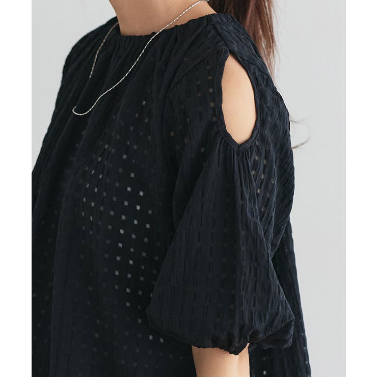 シアーチェックショルダーカットブラウス ブラウス シアー素材 | Pierrot | 詳細画像5 