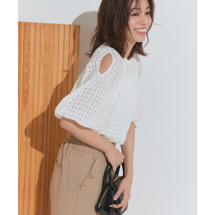 シアーチェックショルダーカットブラウス ブラウス シアー素材 | Pierrot | 詳細画像20 