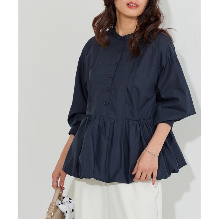 バンドカラーバルーンペプラムブラウス ブラウス ペプラム | Pierrot | 詳細画像14 