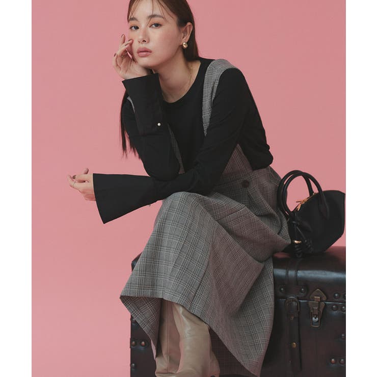 無地と柄から選べるラップ風ジャンパースカート ジャンパースカート ジャンスカ | Pierrot | 詳細画像20 