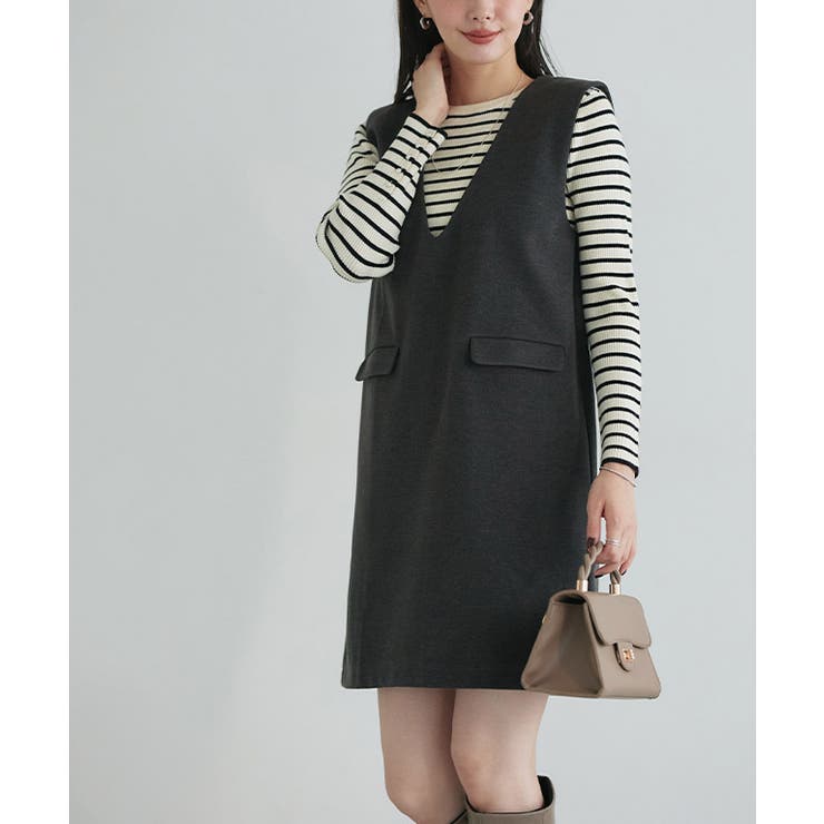 杢チャコール | ウールタッチミニジャンパースカート ジャンパースカート ミニ丈 | Pierrot