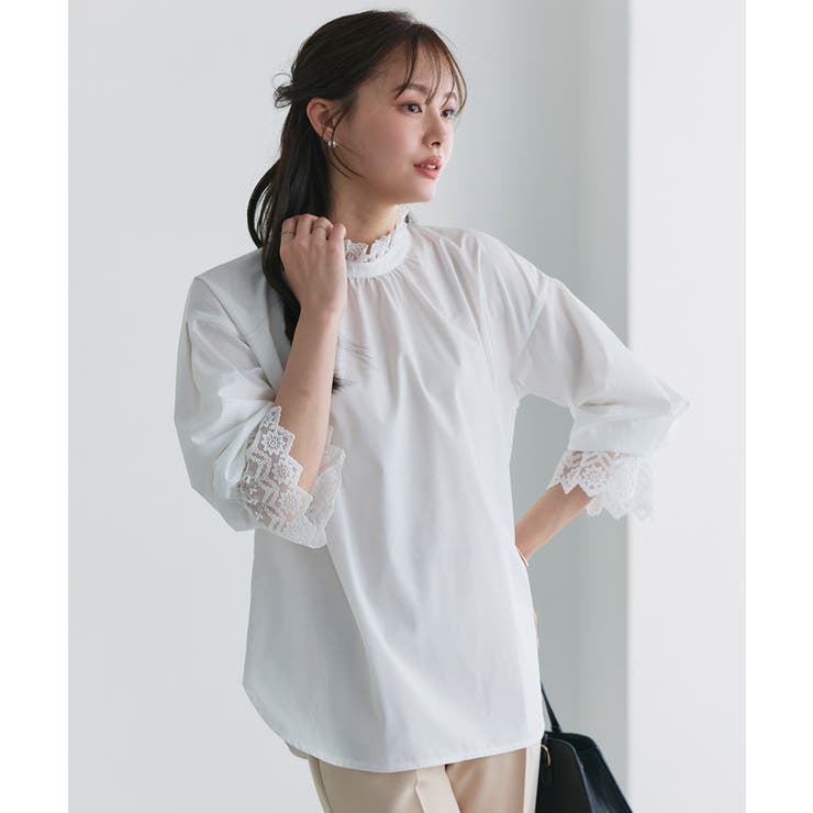 襟袖レースブラウス ブラウス レース | Pierrot | 詳細画像17 