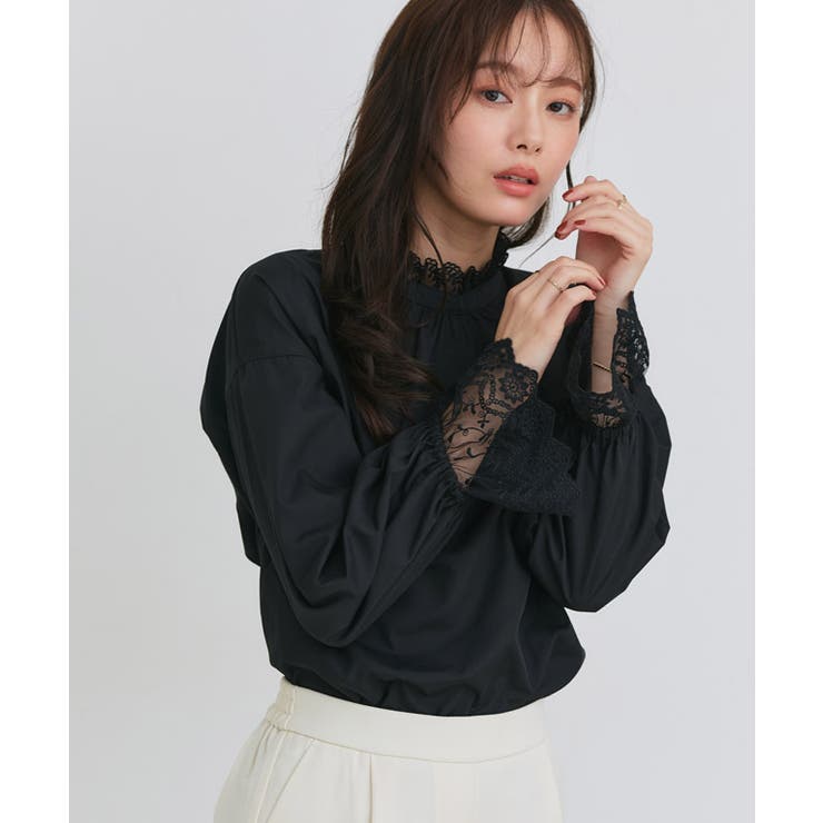 襟袖レースブラウス ブラウス レース | Pierrot | 詳細画像23 