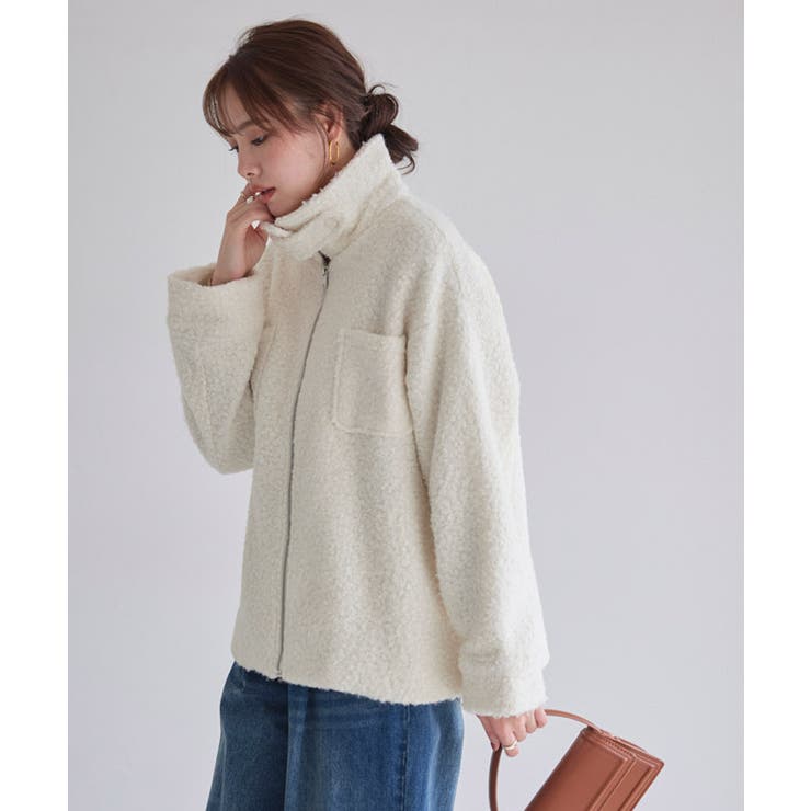 オフホワイト | ブークレステンカラーミドル丈コート コート ミドル丈 | Pierrot