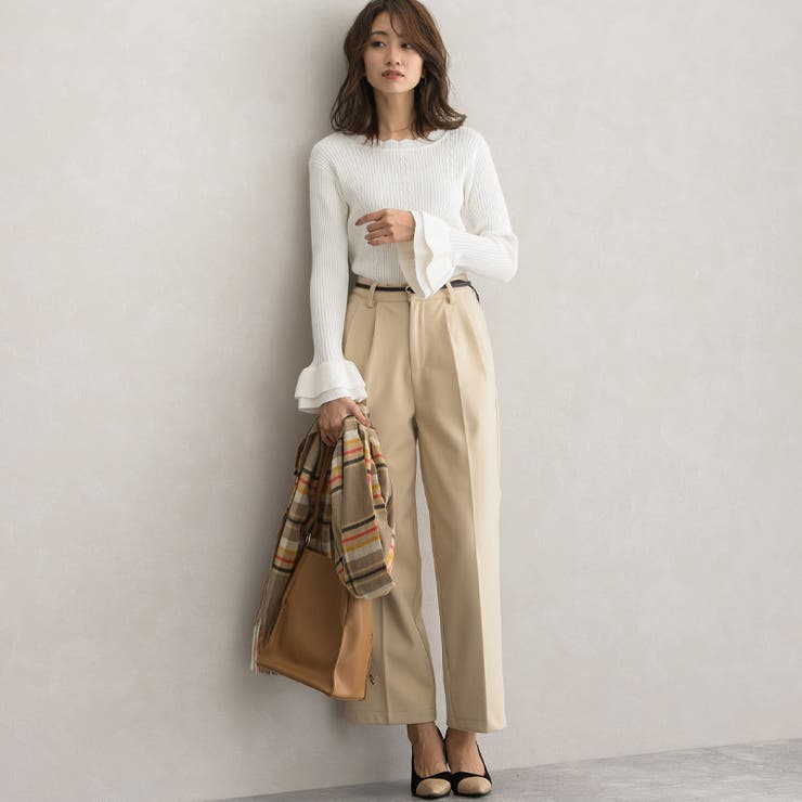 袖フレアリブニット ニット リブニット ケーブルニット 袖フリル 袖フレア | Pierrot | 詳細画像2 