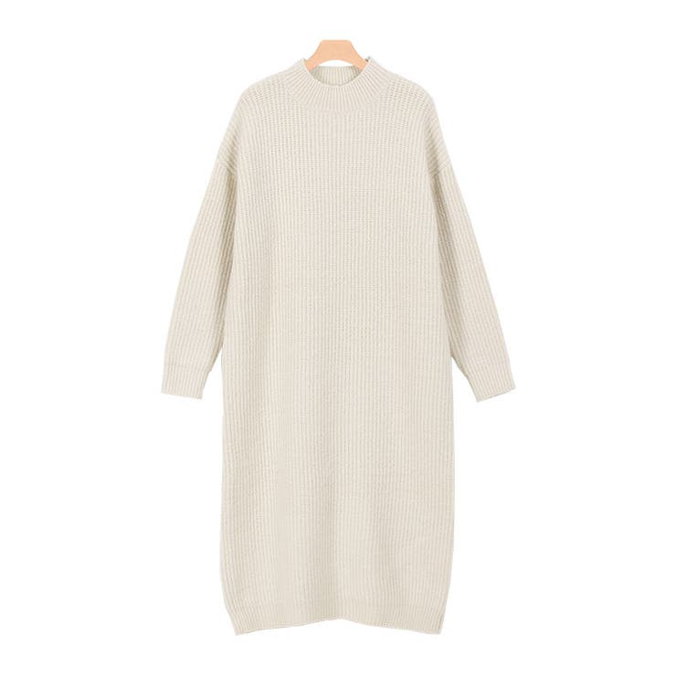 アイボリー | ハイネックロングニットワンピース ニット ニットワンピ ニットワンピース | Pierrot