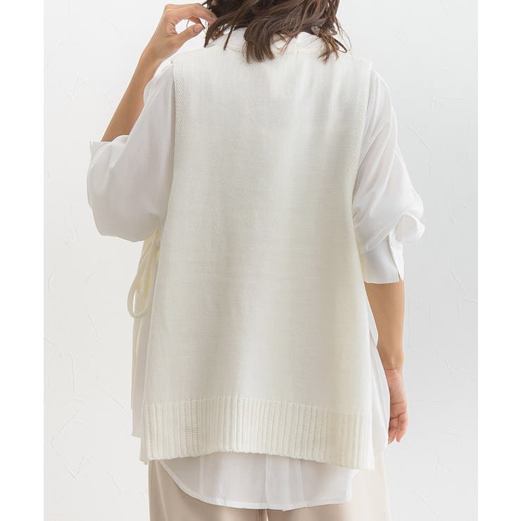 サイドリボンニットベスト サマーニット ノースリーブ ニットベスト