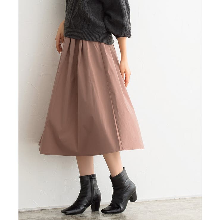 ピンクブラウン | ラップ風フレアスカート スカート フレアスカート ラップスカート ミモレスカー | Pierrot