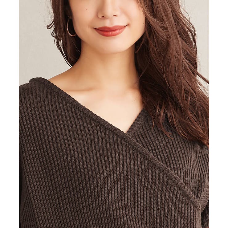 カシュクールデザインニット ニット カシュクール カシクール ワイドリブ リブ | Pierrot | 詳細画像8 