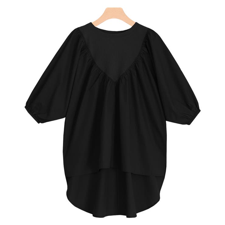 ブラック | ドッキングギャザーブラウス ブラウス ドッキング ギャザー | Pierrot