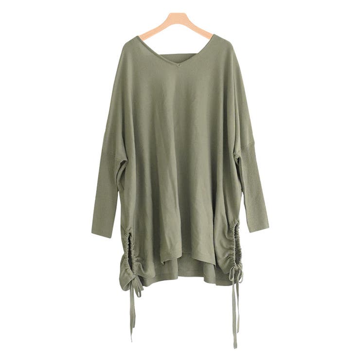 セージグリーン | リボンVネックドルマンニット ニット セーター ドルマンニット | Pierrot