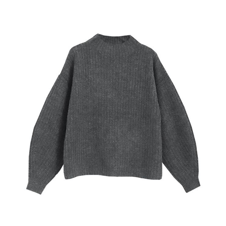 杢ダークグレー | 【来栖りんさん着用】ふんわりウォッシャブルボリューム袖ボトルネックニット ニット… | Pierrot