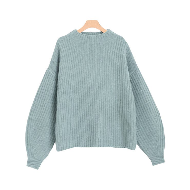 スモーキーアクア | 【来栖りんさん着用】ふんわりウォッシャブルボリューム袖ボトルネックニット ニット… | Pierrot