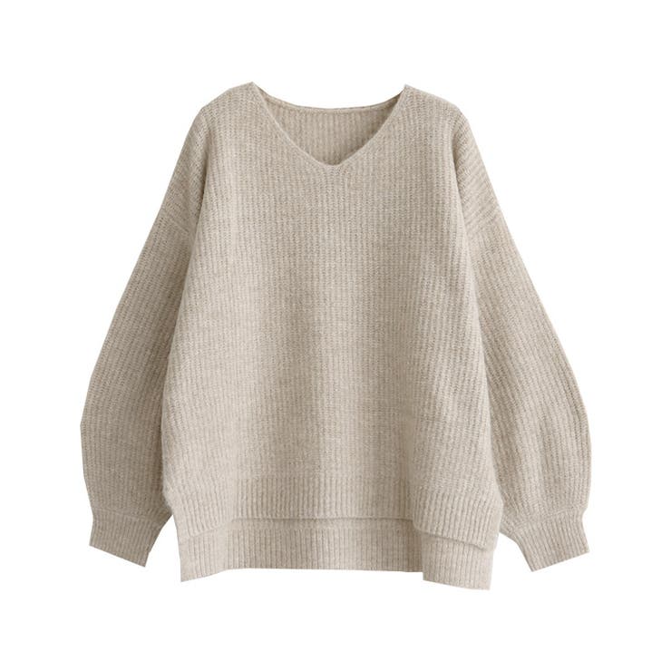 杢ベージュ | 選べるふんわりウォッシャブルボリューム袖ニット ニット セーター | Pierrot